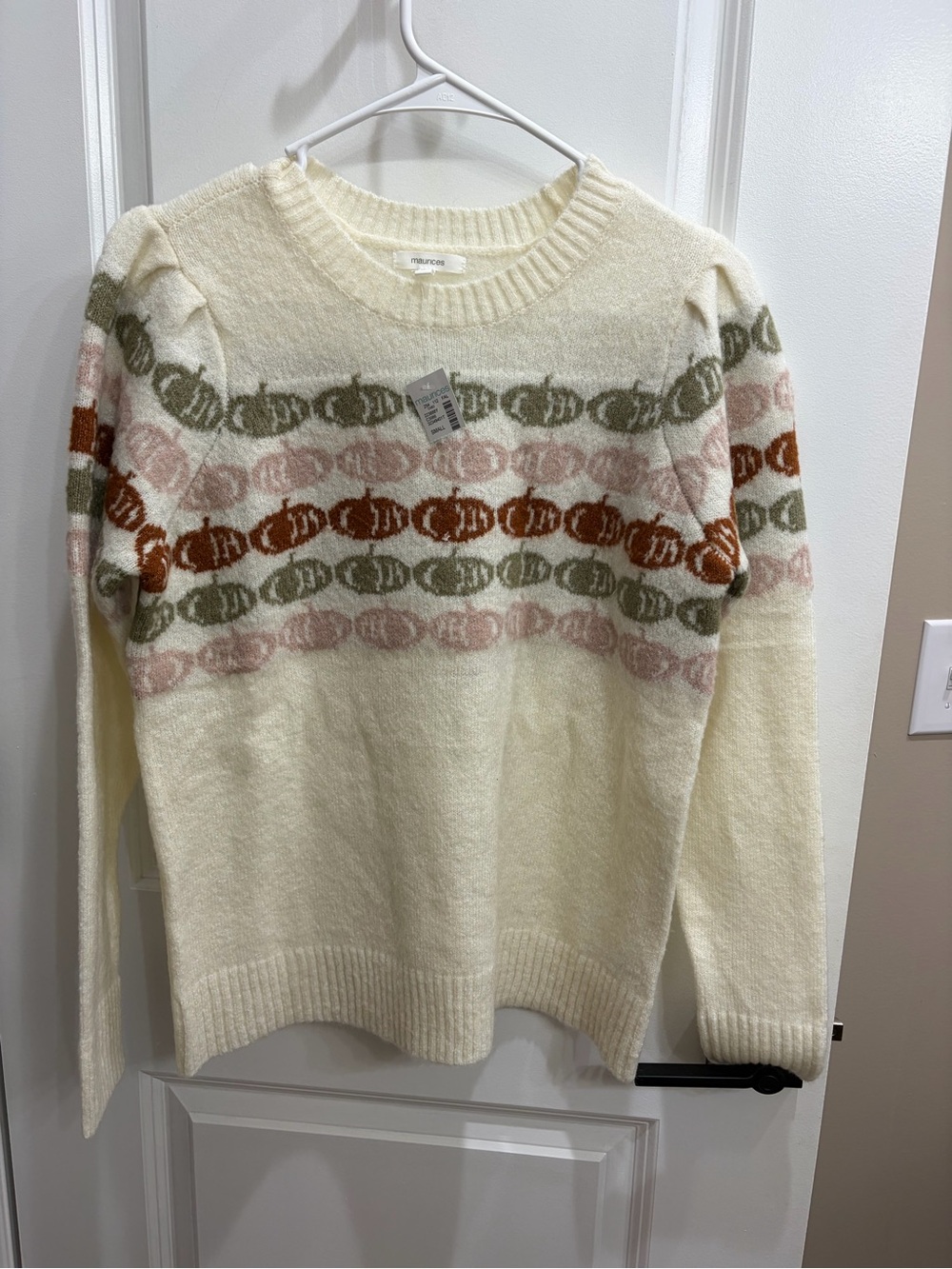 WILLOW Cream Patterned Crewneck Sweater from Maurice’s